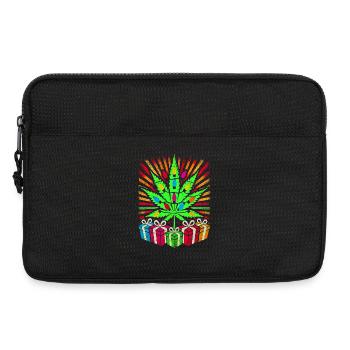 Affichage festif de lumières de cannabis - Sacoche pour ordinateur portable 13 pouces - noir - Devant