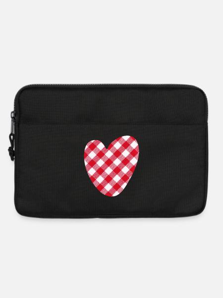 Herz kariert Love Liebe Hochzeit Karo Muster - Laptoptasche 13" - Schwarz