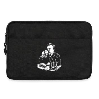 Friedrich Nietzsche trinkt Bier Illustration - Laptoptasche 13" - Schwarz - Vorne