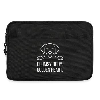 Tail wagging instead of stress – Labrador humor - Laptop bag 13" - black - Front