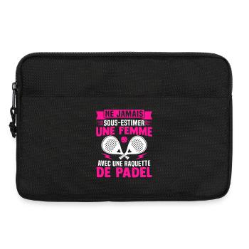  une femme avec une raquette de tennis - Sacoche pour ordinateur portable 13 pouces - noir - Devant