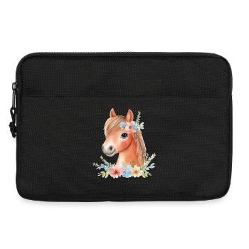 Süßes Pferd mit Blumen - Laptoptasche 13" - Schwarz - Vorne