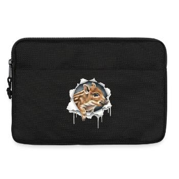 Cute piglet peeks out of crack - Funny pig - Laptop bag 13" - black - Front