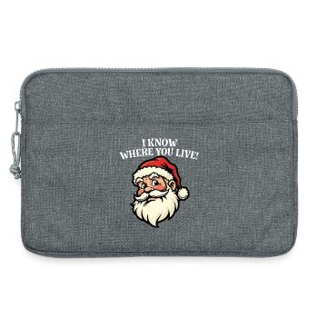 Ich weiß, wo du wohnst – Weihnachtsmann - Laptoptasche 13" - Grau meliert - Vorne