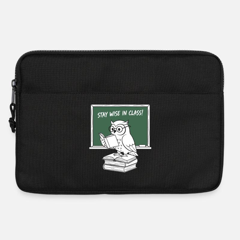 Weise Eule Lesen im Unterricht - Laptoptasche 13" - Schwarz