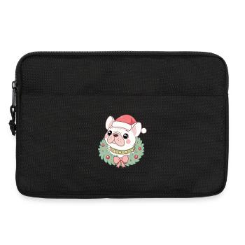 Bulldog-Weihnachtskranz - Laptoptasche 13" - Schwarz - Vorne