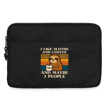 Faultier Kaffee Spruch Retro Humor Sloth Tier  - Laptoptasche 13" - Schwarz - Vorne