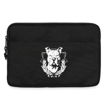 Starker Hund im Ehrenkranz - Laptoptasche 13" - Schwarz - Vorne