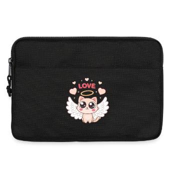 Chat Angélique ailé et cœur - Sacoche pour ordinateur portable 13 pouces - noir - Devant