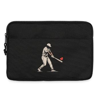 Silhouette Batteur Baseball Saint-Valentin - Sacoche pour ordinateur portable 13 pouces - noir - Devant