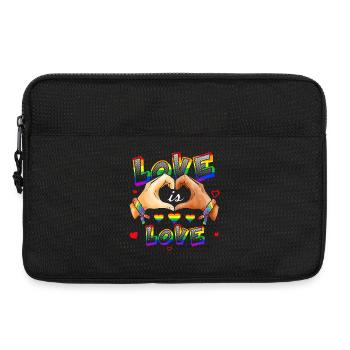 L’amour, c’est l’amour, cœurs arc-en-ciel - Sacoche pour ordinateur portable 13 pouces - noir - Devant