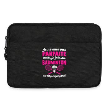 je ne suis pas parfaite mais je fais du badminton - Sacoche pour ordinateur portable 13 pouces - noir - Devant