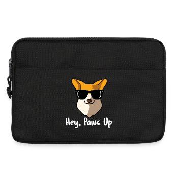 Hey Paws Up Pembroke : design de chien corgi gallois - Sacoche pour ordinateur portable 13 pouces - noir - Devant