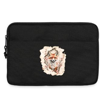 Fuchs mit Kirschblüten - Laptoptasche 13" - Schwarz - Vorne