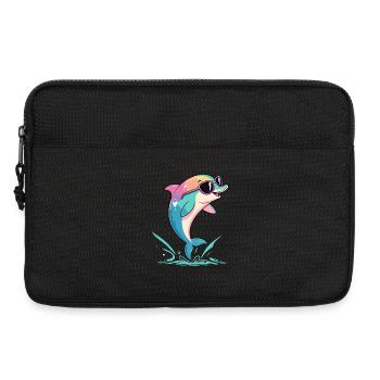Regenbogendelfin mit Brille - Laptoptasche 13" - Schwarz - Vorne
