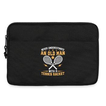 Alter Mann mit einem Tennisschläger Geschenk für Tennispapa - Laptoptasche 13" - Schwarz - Vorne