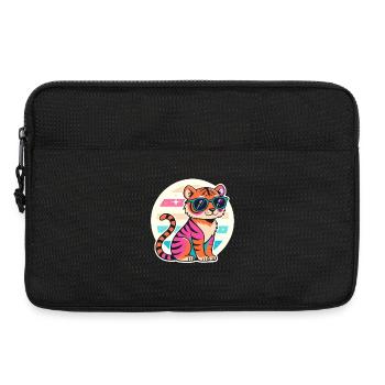 Neon-Tiger mit Retro-Brille - Laptoptasche 13" - Schwarz - Vorne