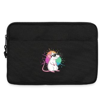 Elegante Ratte unter farbigen Splittern - Laptoptasche 13" - Schwarz - Vorne