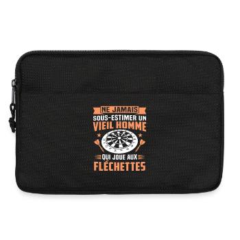 un vieil homme qui joue aux fléchettes - Sacoche pour ordinateur portable 13 pouces - noir - Devant