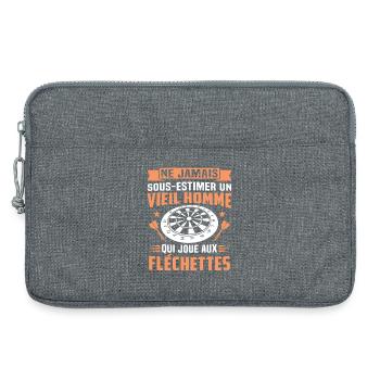 un vieil homme qui joue aux fléchettes - Sacoche pour ordinateur portable 13 pouces - gris chiné - Devant