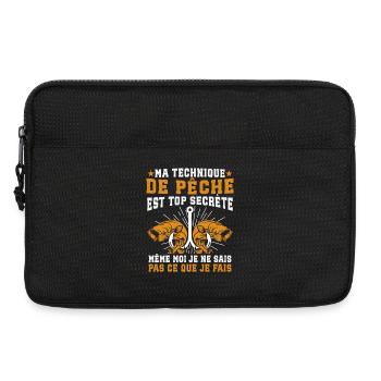 ma technique de pêche est top secret - Sacoche pour ordinateur portable 13 pouces - noir - Devant