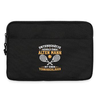 Alter Mann Mit Tennisschläger Tennis Tennisspieler - Laptoptasche 13" - Schwarz - Vorne