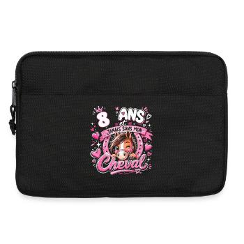Cheval 8 Ans Anniversaire Fille Poney - Sacoche pour ordinateur portable 13 pouces - noir - Devant