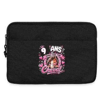 Cheval 9 Ans Anniversaire Fille Poney - Sacoche pour ordinateur portable 13 pouces - noir - Devant