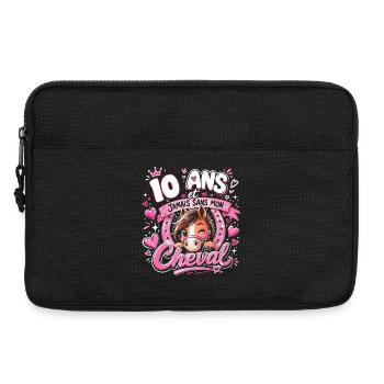 Cheval 10 Ans Anniversaire Fille Poney - Sacoche pour ordinateur portable 13 pouces - noir - Devant