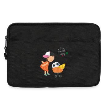 Petite fille avec un ballon de foot - Sacoche pour ordinateur portable 13 pouces - noir - Devant