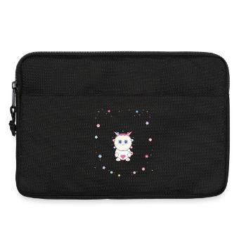 Le cœur de chat dans un cercle de fleurs - Sacoche pour ordinateur portable 13 pouces - noir - Devant