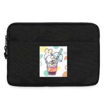 Bubble Tea Boba Drôle de Lapin mignon - Sacoche pour ordinateur portable 13 pouces - noir - Devant