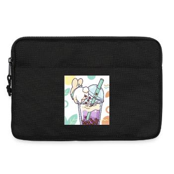 Bubble Tea Boba Drôle de Lapin mignon - Sacoche pour ordinateur portable 13 pouces - noir - Devant
