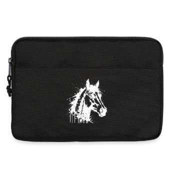 Tête de Cheval Paint Splash Blanc - Sacoche pour ordinateur portable 13 pouces - noir - Devant