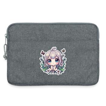Chibi-Blumenzauber - Laptoptasche 13" - Grau meliert - Vorne