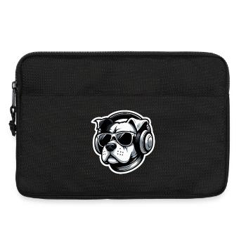Hund Bulldogge Kopfhörer Brille - Laptoptasche 13" - Schwarz - Vorne