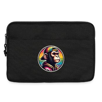 Affe Hoodie Cap Regenbogen - Laptoptasche 13" - Schwarz - Vorne