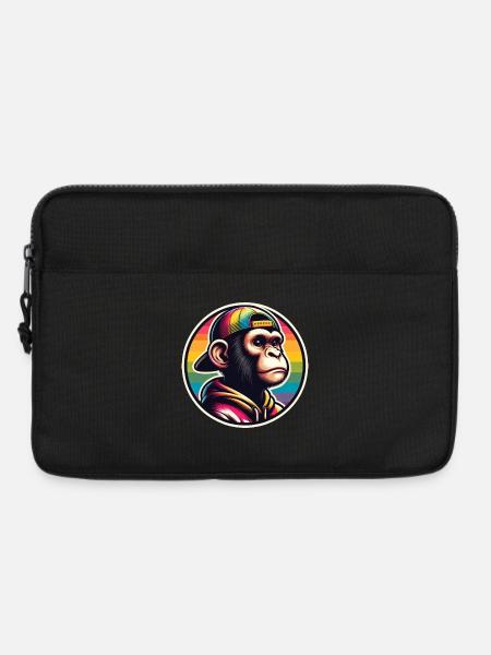 Affe Hoodie Cap Regenbogen - Laptoptasche 13" - Schwarz