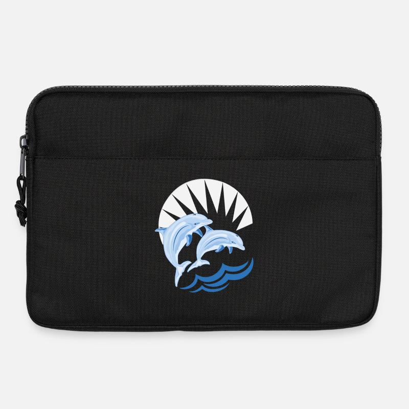 Dolphins above waves - Laptop bag 13" - black