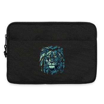 Tête de lion - Signe du zodiaque Lion - Sacoche pour ordinateur portable 13 pouces - noir - Devant