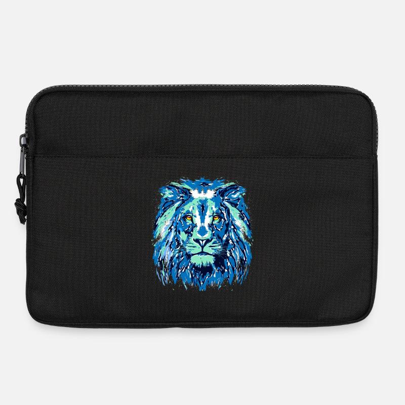 Blauer Löwe - Löwenkopf - Sternzeichen Löwe - Laptoptasche 13" - Schwarz