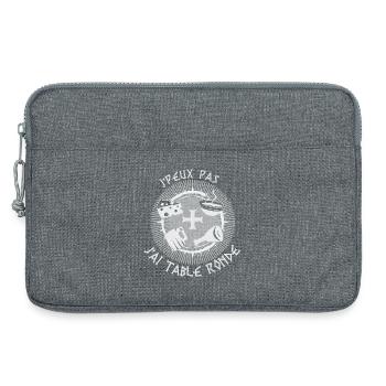 je peux pas j'ai table ronde, humour médiéval - Sacoche pour ordinateur portable 13 pouces - gris chiné - Devant