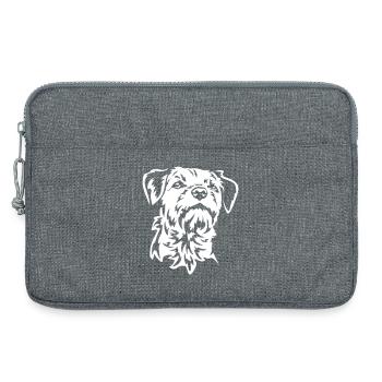 Border Terrier Head « Black Edition » - Sacoche pour ordinateur portable 13 pouces - gris chiné - Devant