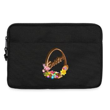 decorated Easter egg relief in wood look - Laptop bag 13" - black - Front