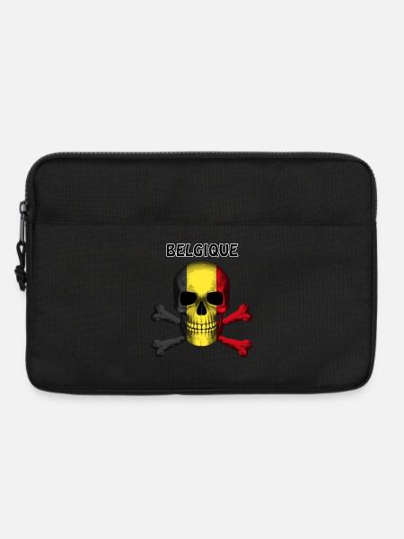Skull Jolly Roger Pirate Flag Belgique R6Z - Laptoptasche 13" - Schwarz