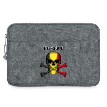 Skull Jolly Roger Pirate Flag Belgique R6Z - Laptop bag 13" - heather grey - Front