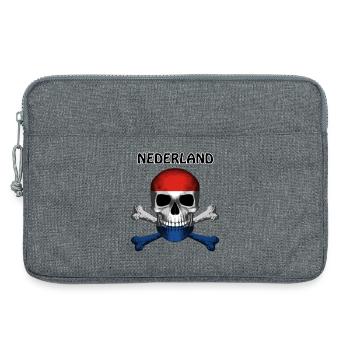 Skull Jolly Roger Pirate Flag Nederland R6Z - Laptop bag 13" - heather grey - Front