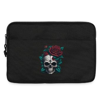 Totenkopf mit Rosen - Laptoptasche 13" - Schwarz - Vorne