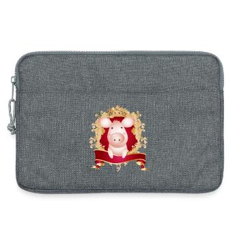 Pig with magnificent coats of arms and banners - Laptop bag 13" - heather grey - Front