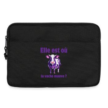 vache, vache humour, vache mauve - Sacoche pour ordinateur portable 13 pouces - noir - Devant